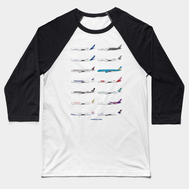 Airbus A350 Operators Baseball T-Shirt by SteveHClark